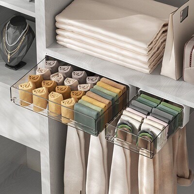 Drawer Storage Box Under Table Hidden Self-Adhesive Drawer T