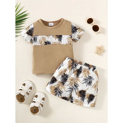 3-24 Months Baby Boy Clothes Set Short Sleeves Top+Shorts 2P