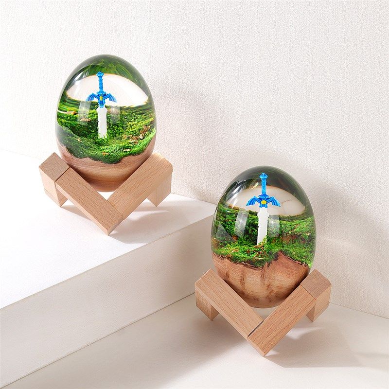 塞尔达传说大师之剑蛋形桌面办公室环氧树脂实木艺术饰品摆件,家居饰品,桌面摆件,淘宝优惠券,粉丝福利购,淘宝优惠卷