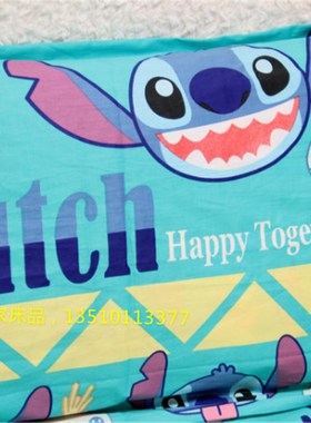 全棉卡通人枕长枕史迪仔史迪奇星际宝贝stich黄绿色 可订做