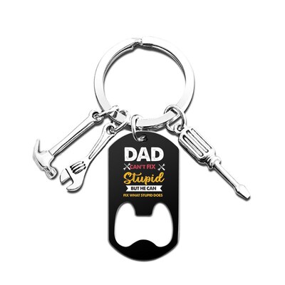 Fathers Day Keychain Stainless Steel Bottle Opener Metal Key