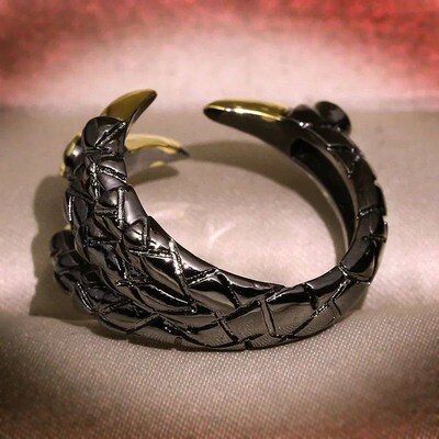 Vintage Metal Dragon Claw Ring for Men Personality Punk Two