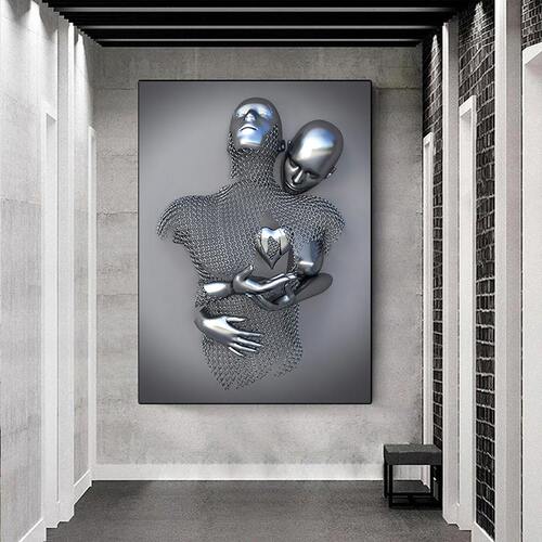 Metal Figure Statue  Painting Romantic Abstract Posters Prin