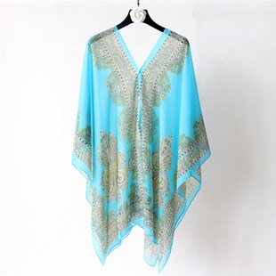 Women Summer Beach Bikini Cover Up Loose Chiffon Blouse Shaw