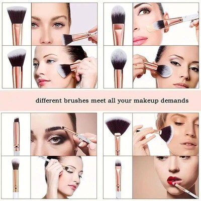 10 Pcs Marble Makeup Brushes Premium Synthetic Kabuki Founda