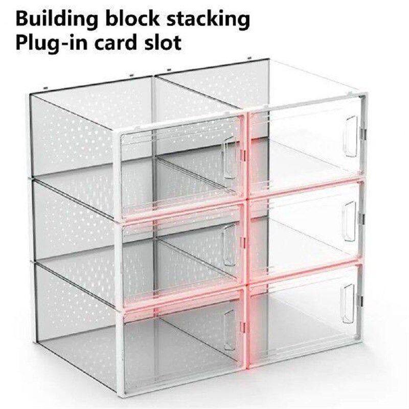 2Pcs Practical Shoe Display Case Stackable Storing - 实物图