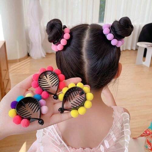 Children New Hair Claw Hairball Fruit Hair Clip Ornaments No
