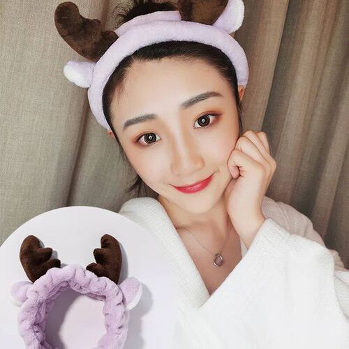 Wash Face Hair Holder Hairbands Soft Warm Coral Fleece Bow A