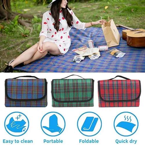 150x200cm Plaid Outdoor Picnic Mat Sleeping Camping Pad Mois