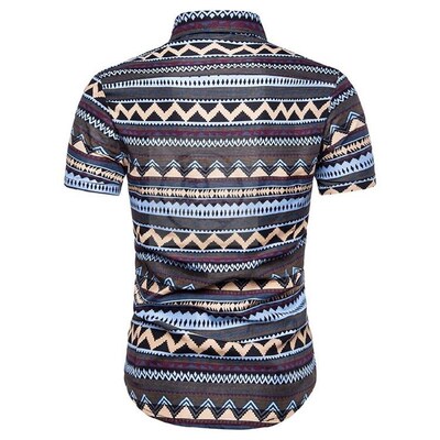 。Summer European mens Casual Short Sleeved Hawaiian Flower