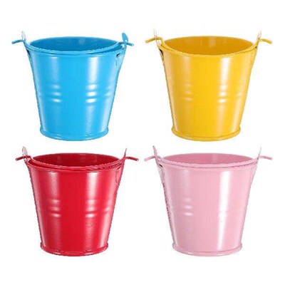 4 Pcs Small Iron Bucket Metal Buckets Mini Tinplate Candy