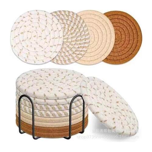 10 Pcs 5 Colors Coasters For Drinks Absorbent Cotton Woven
