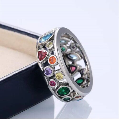 Fashionable exquisite irregular colorful zircon ring for Wom