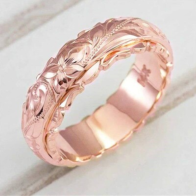 Vintage Carved Flower Pattern Rings Unisex Couple Ring Jewel