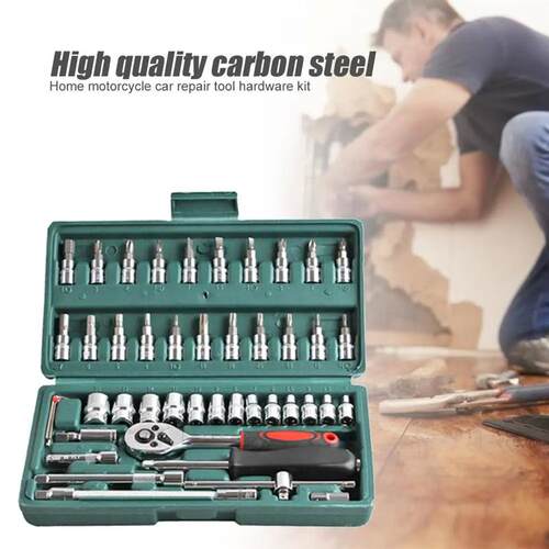 46pcs Socket Set Car Repair Tool Ratchet Spanner Wrench Set