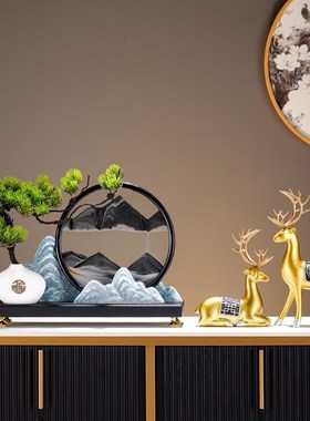 迎客松流沙画摆件客厅玄关办公室桌面茶室装饰品开业乔迁新居礼品