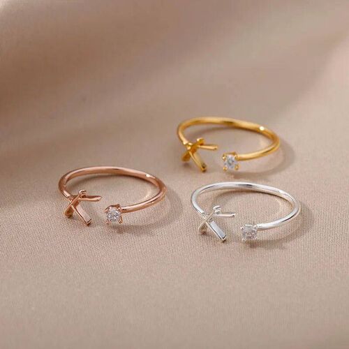 Tiny Initial Letter Rings For Women Stainless Steel A-Z Lett