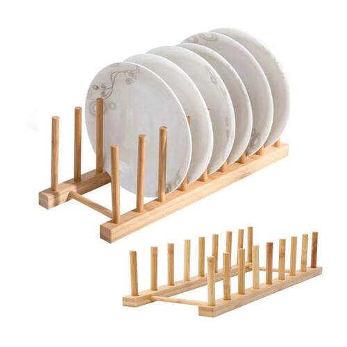 Plate Storage Rack Multifunctional Wooden Dish Rack for Cup