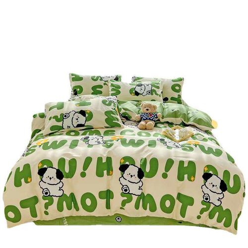 New Ins Cotton Four-piece Set Cartoon Fresh 100 Cotton Bed C