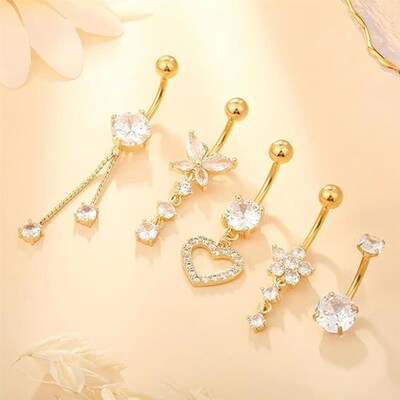 5pcs/lot Dangled Belly Button Rings Belly Piercing Sets 14G