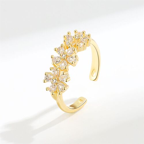 Zircon Daisy Ring Fashionable Open Adjustable Finger Ring fo