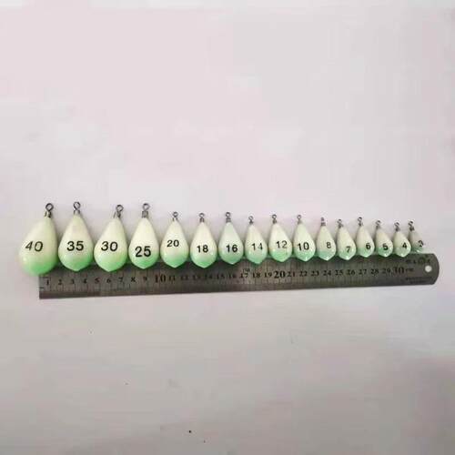 1Pcs Luminous Teardrop Fishing Sinkers with Swivel 8-60# 30g