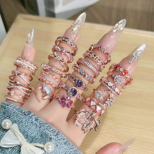 Rhinestone Geometric Ring Womens SimplePersonality Wind Rin