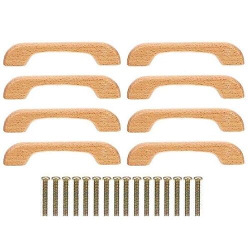 8 Pcs Drawer Knobs Wooden Handle Cabinet Pull Handles Beech