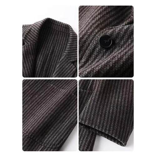 Advanced Luxury Striped Woolen Coat For Men Business Casual