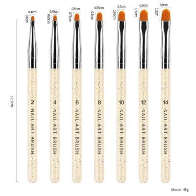 7Pcs/Set Nylon Hair UV Gel Acrylic Nail Art Builder Brush Pe