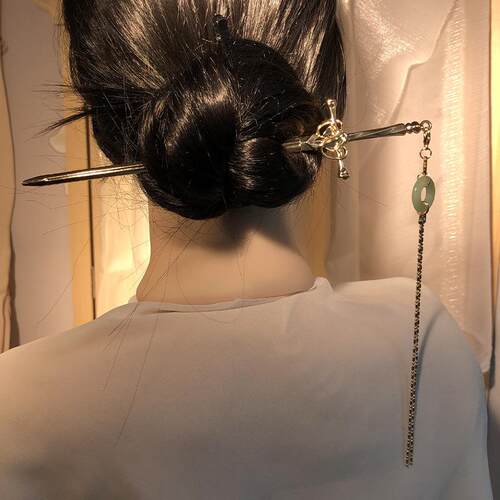 2023 Vintage Punk Chinese Sword Ruby Pendant Hairpin Hair  f