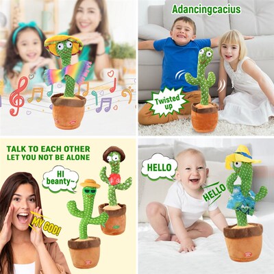 Dancing Cactus Repeat Talking Toy Electronic Plush Toys Can
