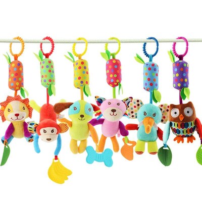 Newborn Baby Plush Stroller Toys Baby Rattles Mobiles Cartoo