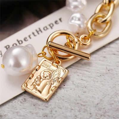 KOtik Vintage Baroque Irregular Pearl Lock Chains Necklace 2