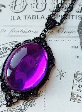 跨境热全新覆古红色石英水晶项炼 镀银时尚首饰吊坠项炼necklace