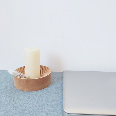 Solid Wood Incense Burner Round Base Nordic Style Wooden Sto