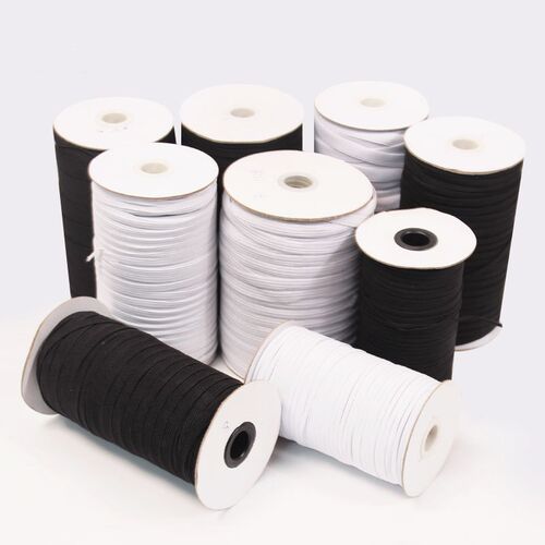 5M 3-50mm Flat Elastic Bands Black White Nylon Rubber Waist