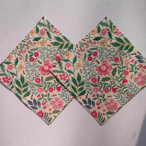 Spring Summer Flower Bee Paper Napkins Decoupage 彩色餐巾纸