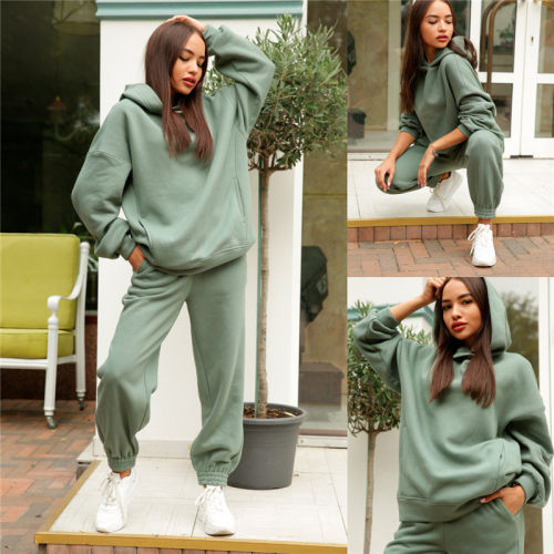 2021 Autumn Winter Two Piece Set Women Casual Fleece Warm So