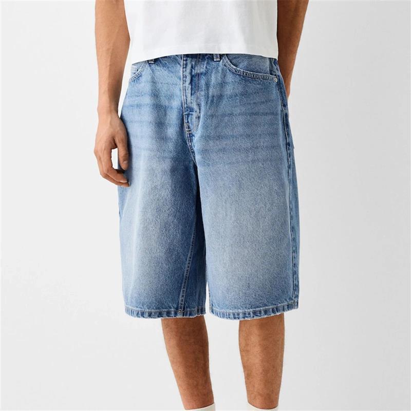 Baggy Jeans Shorts for Men Casual Loose Fit Wide Leg Denim J图片
