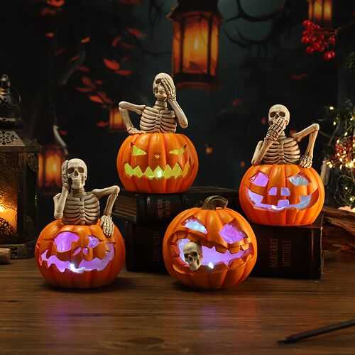 Halloween pumpkin lantern decorations party atmosphere skull