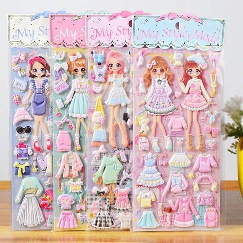 1pcs Stickers Lovely cartoon Girls 3D kawaii sticker book