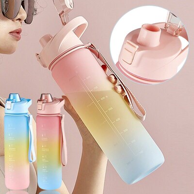 1000ml Large Capacity Water Bottle With Bounce Cover Time Sc
