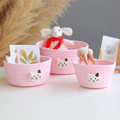 Cartoon Animals Hand Woven Storage Basket Kids Toys Desktop