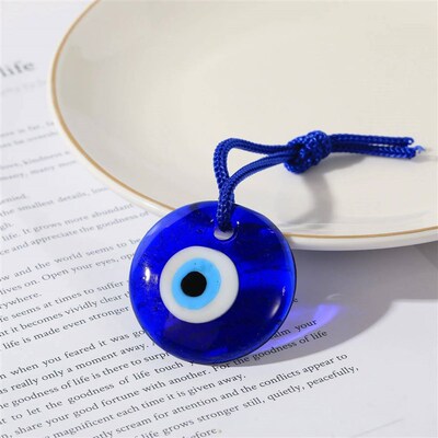 1pc Lucky Eye Glass Blue Turkish Evil Eye Pendant Wall Hangi