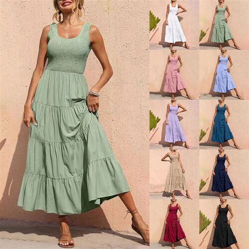 Fashion Tiered Ruffles Long Dresses for Women Vestido