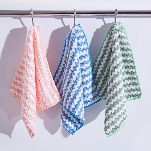 Thickened coral fleece wavy cloth, cationic kitchen rainbow