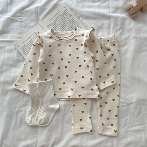 7215 Baby Clothing Set Home Suit 2024 Autumn and Winter Love
