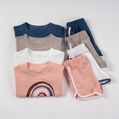 Summer 2pcs Children Clothes Sets Korea Moon Print Outfits M