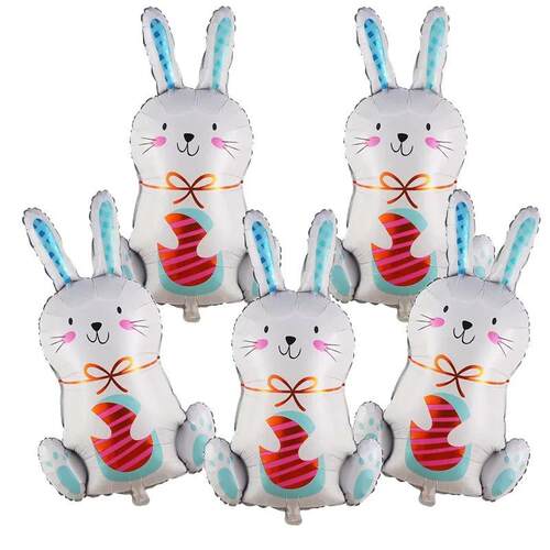 5Pcs White Bunny Balloons Easter Balloon Rabbit Head Foil Ba